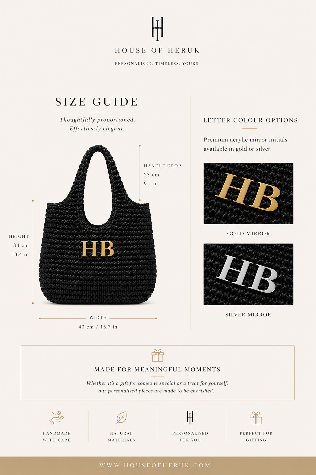 The Raffia Edit | Personalised Black Tote with Gold Initials
