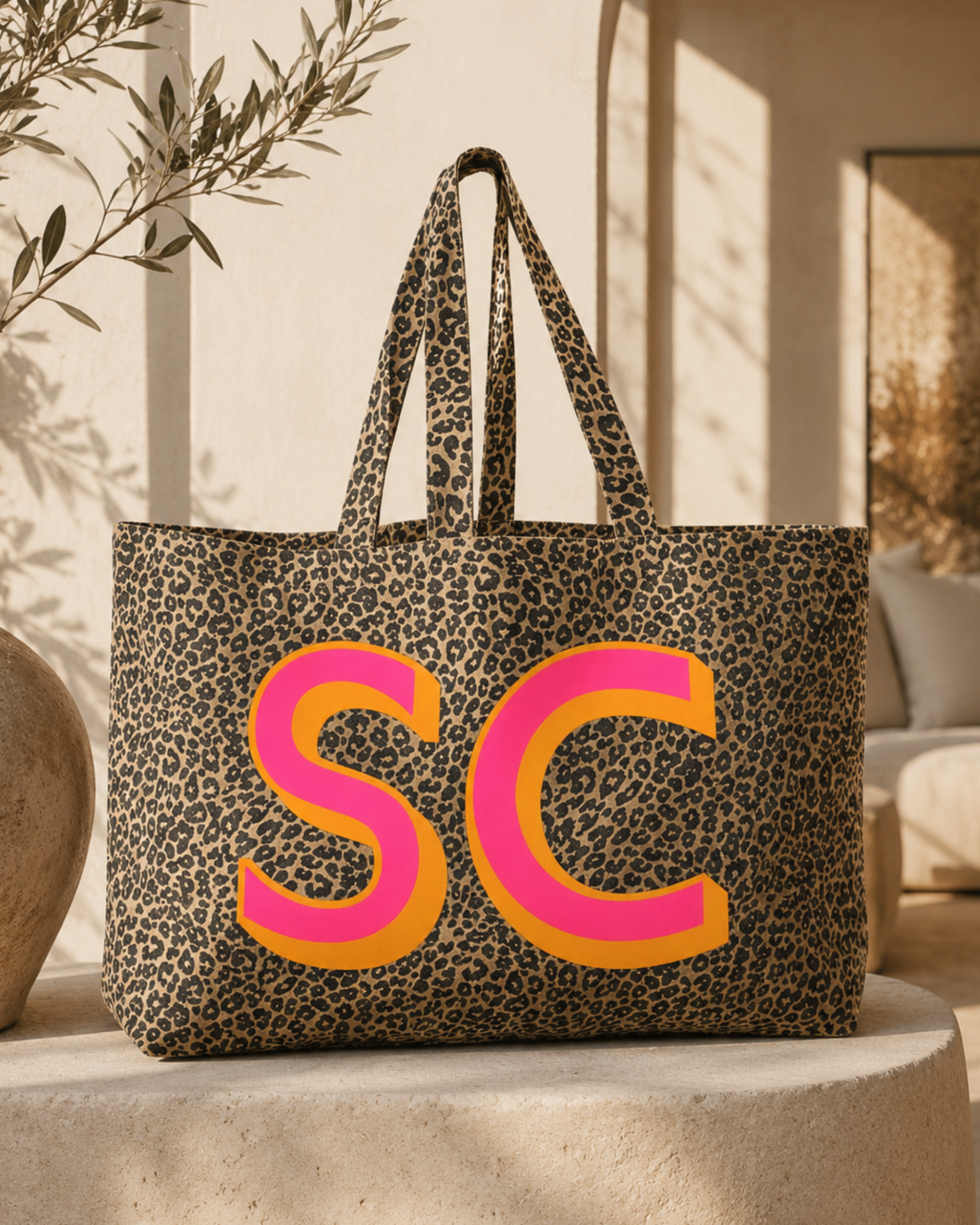 Personalised Leopard Print Oversized Tote Bag