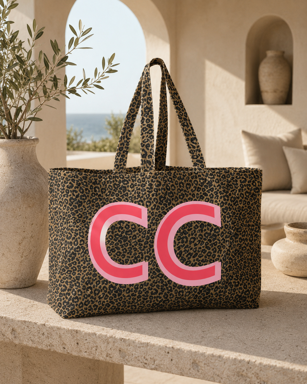 Personalised Leopard Print Oversized Tote Bag