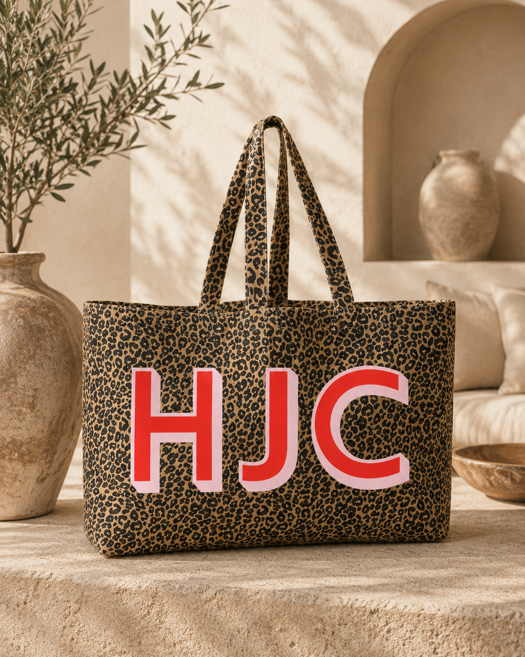 Personalised Leopard Print Oversized Tote Bag