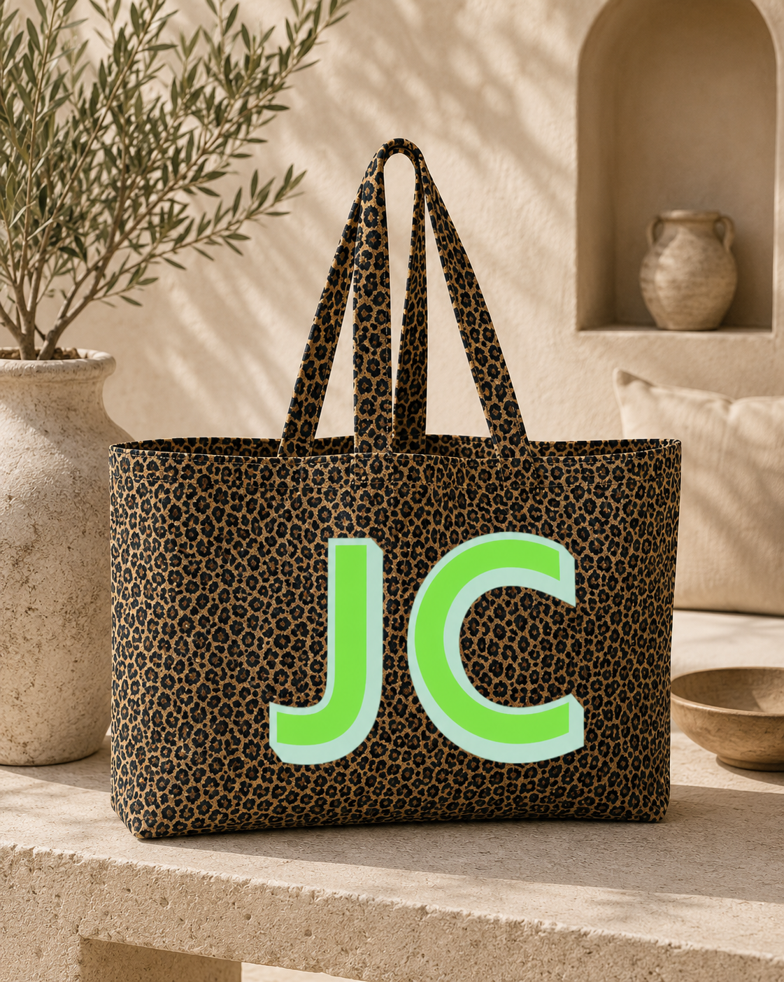 Personalised Leopard Print Oversized Tote Bag
