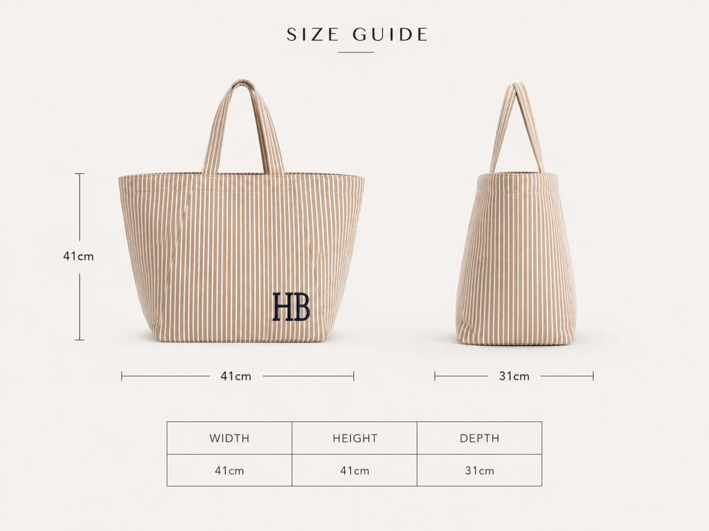 The Classic Edit | Personalised Beige & White Striped Canvas Tote