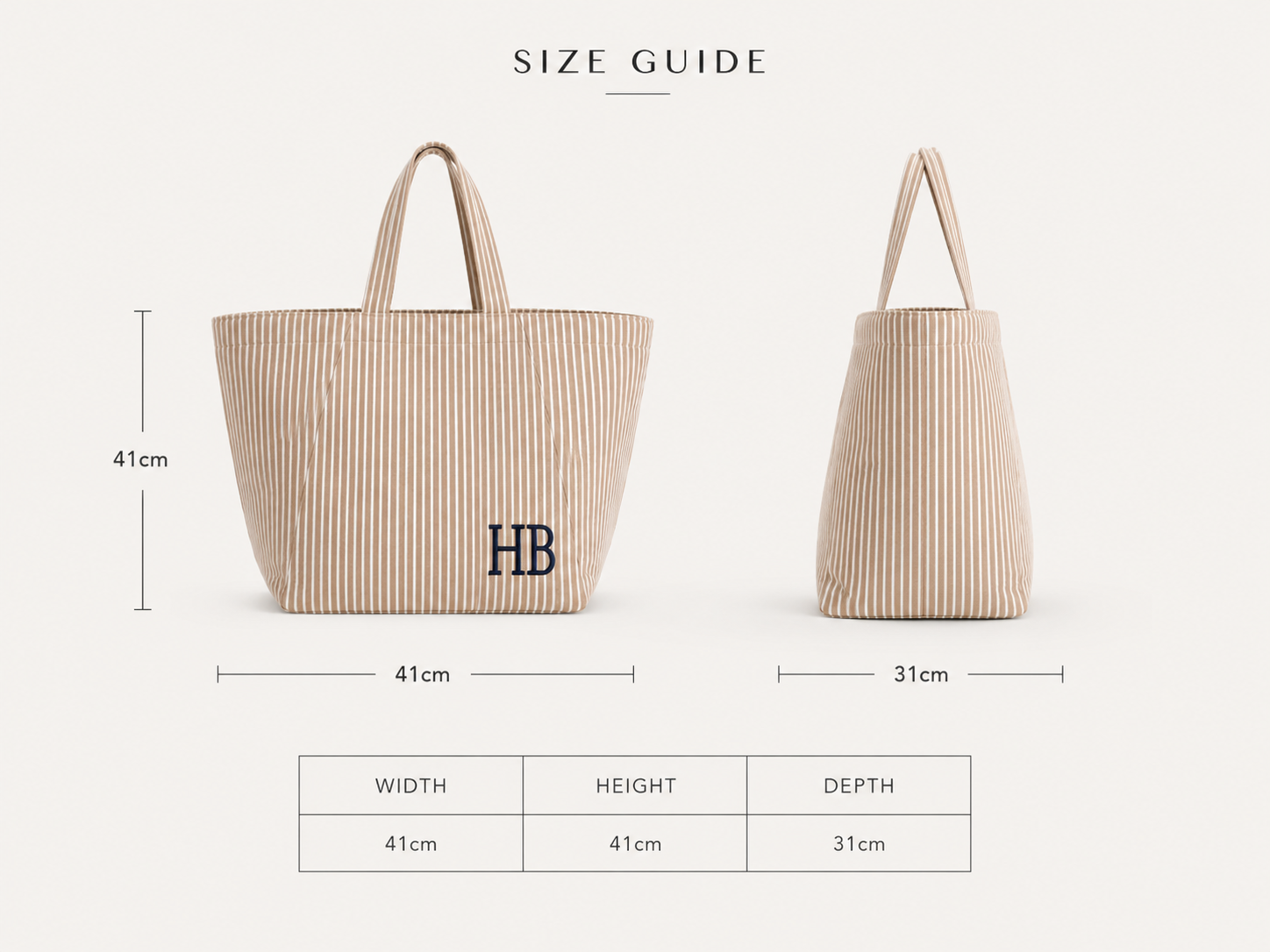 The Classic Edit | Personalised Beige & White Striped Canvas Tote