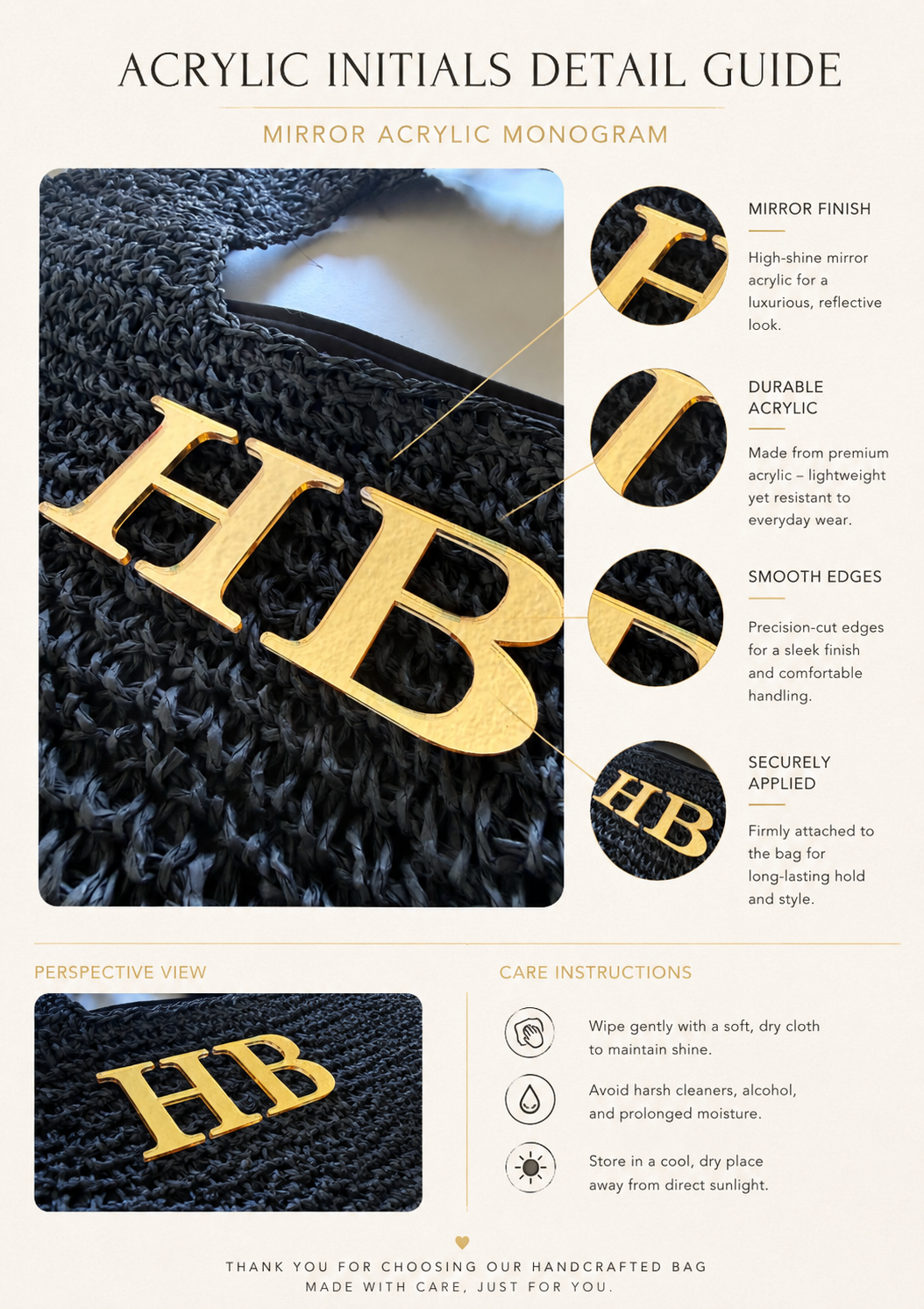 The Raffia Edit | Personalised Black Tote with Gold Initials