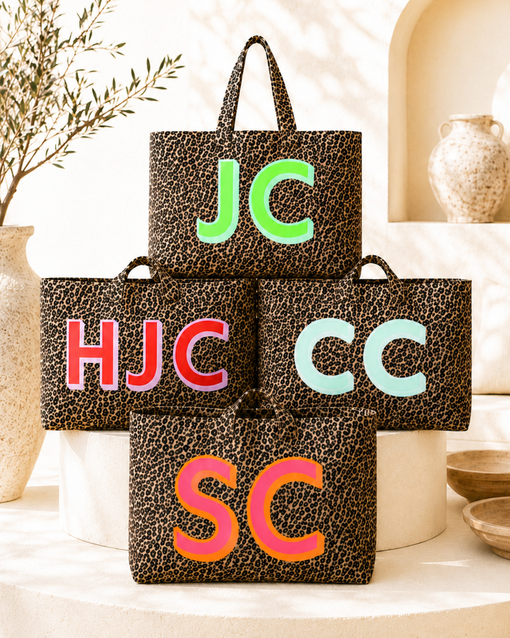 Personalised Leopard Print Oversized Tote Bag