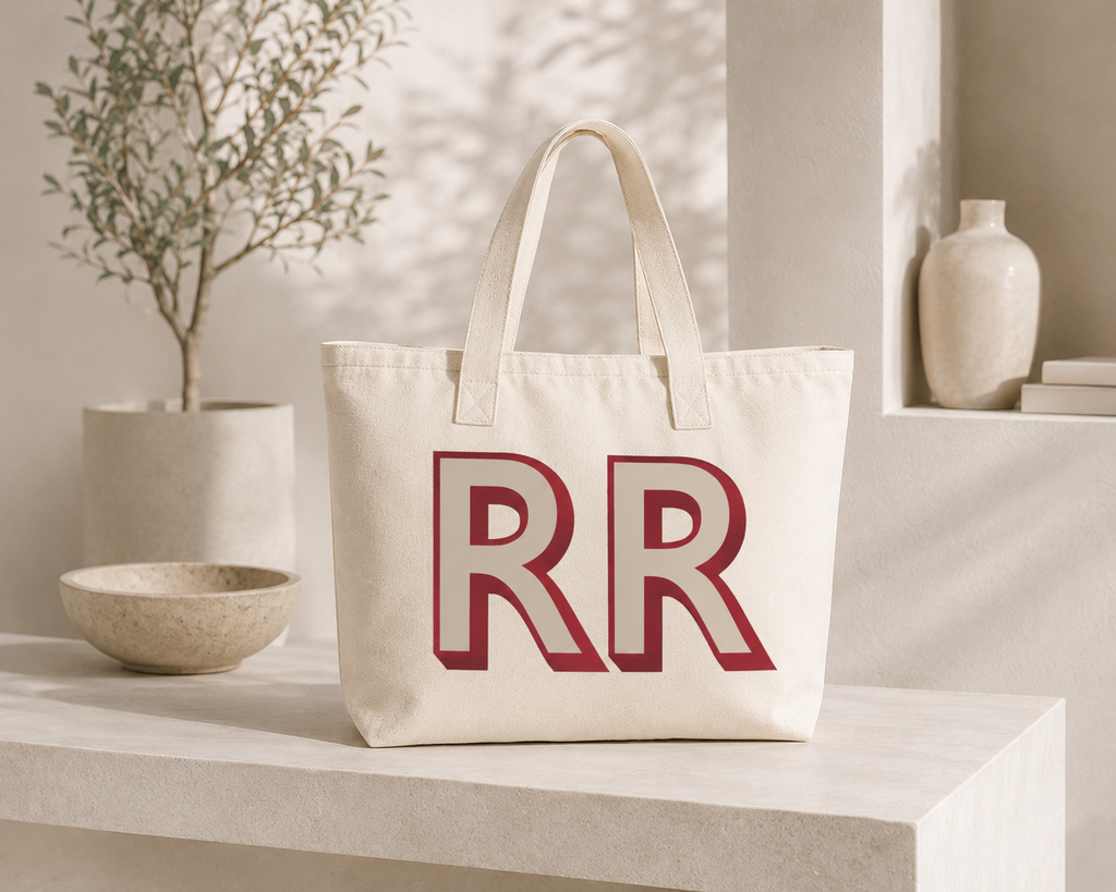 Customised Initials Shadow font Oversized Tote