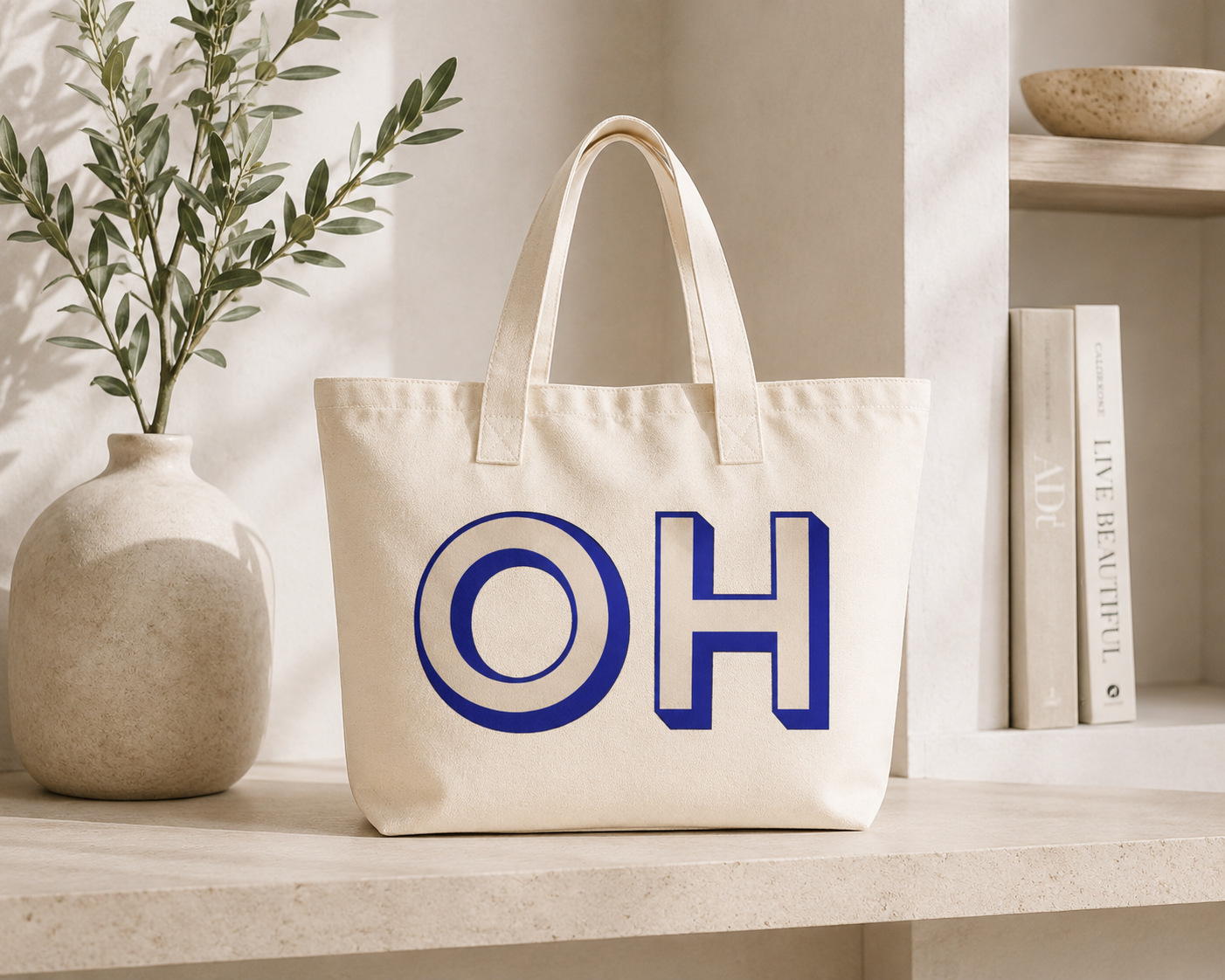 Customised Initials Shadow font Oversized Tote
