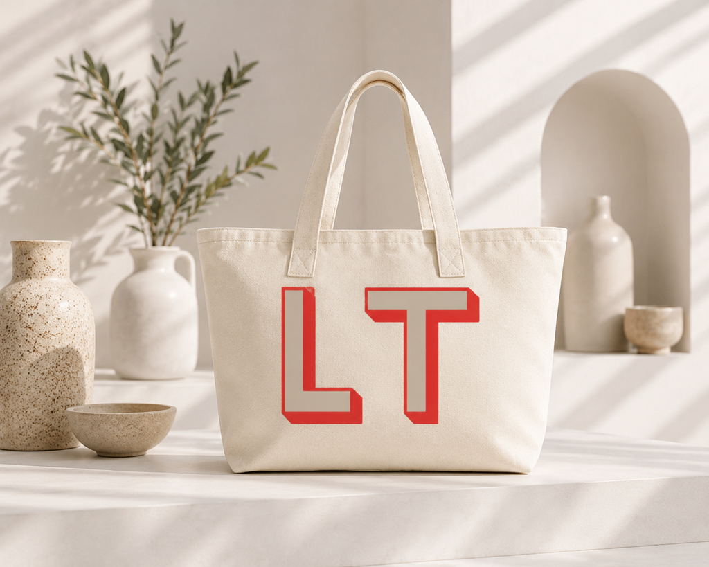 Customised Initials Shadow font Oversized Tote