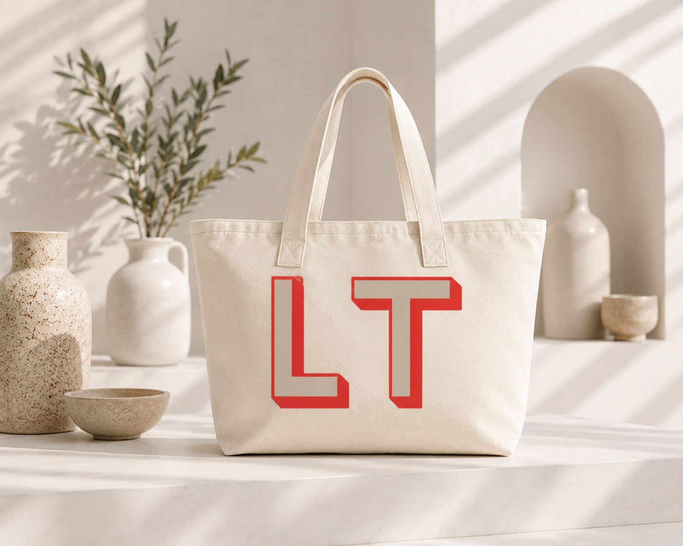 Customised Initials Shadow font Oversized Tote